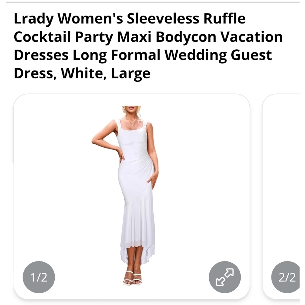 LRADY - Large Sleeveless Ruffle Cocktail Party Maxi Bodycon Dress - Picture 6 of 10